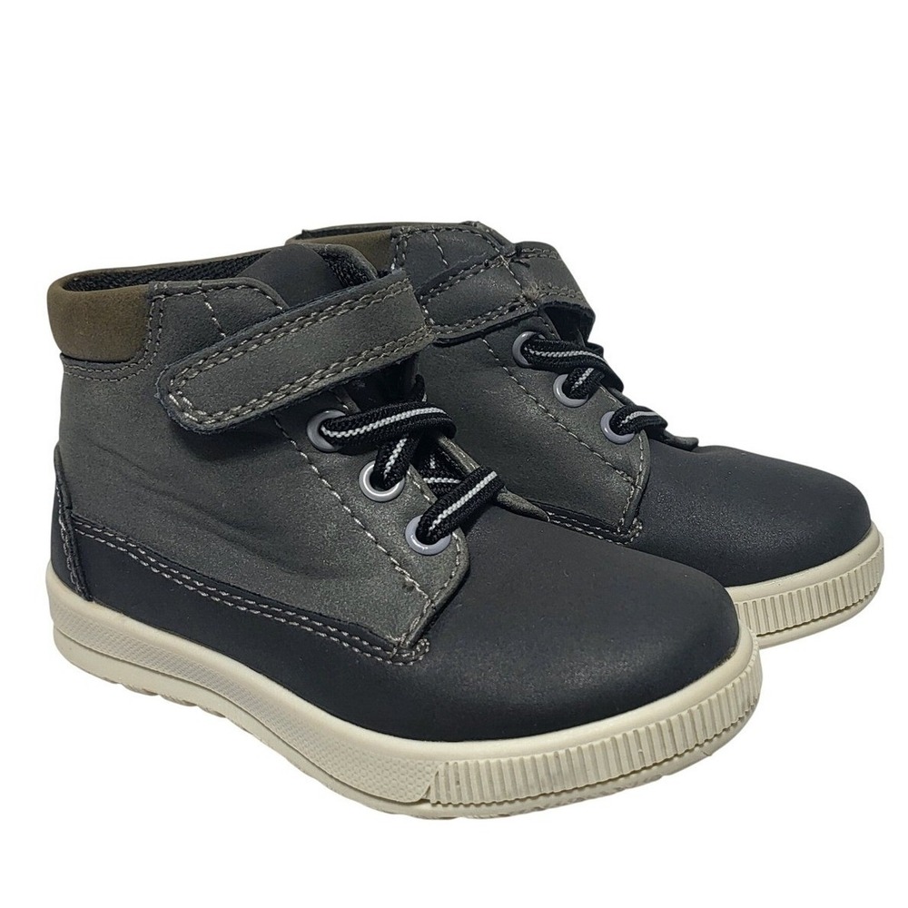 Deer Stags Kids Niles Boots Size 7TM Black Gray Hook‎ and Loop Ankle Boots